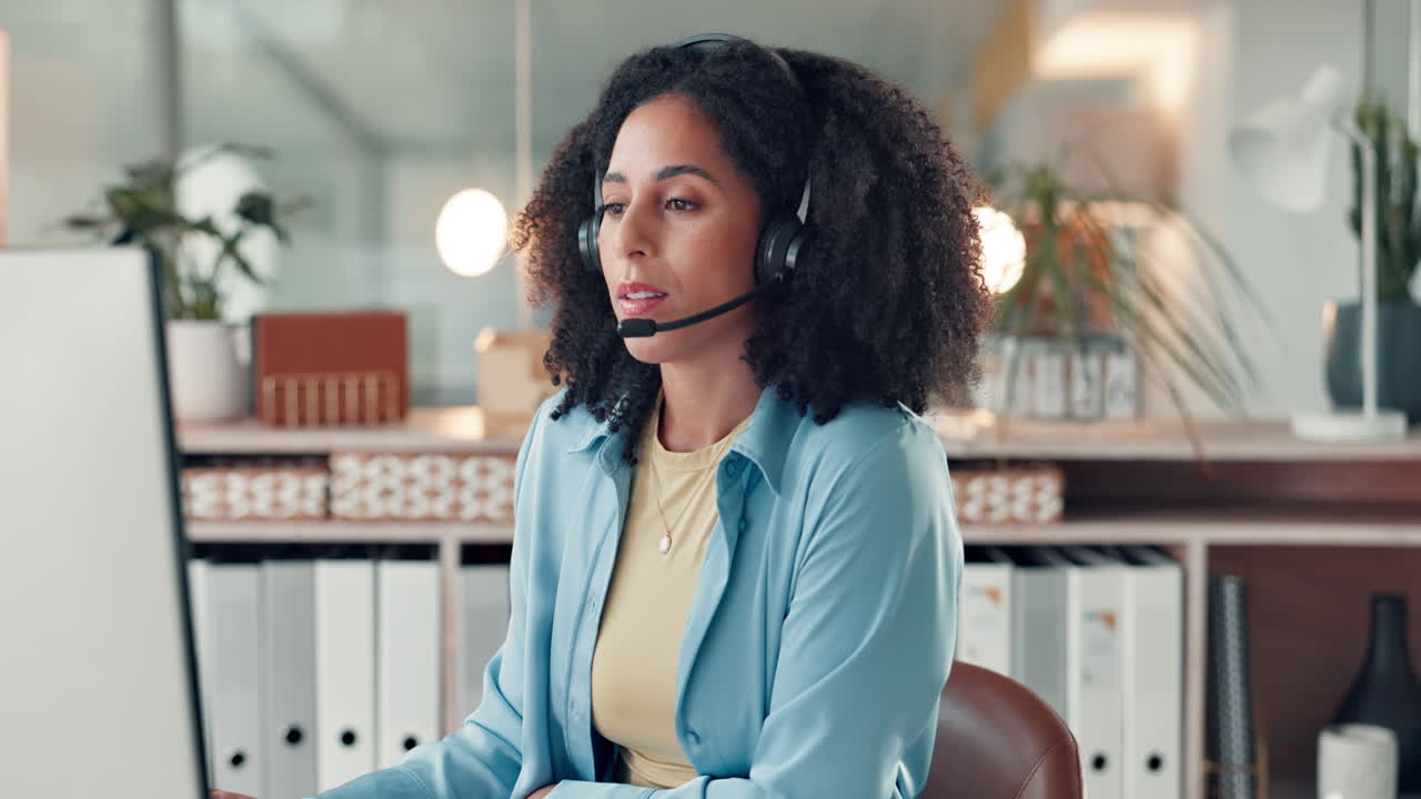 Stressed Customer Service Representative in Call Center