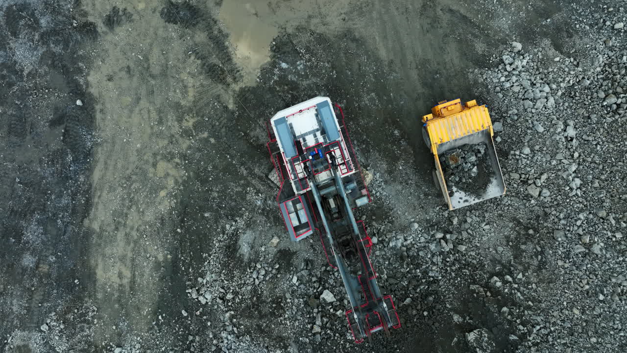 Aerial View of Mining Equipment in Quarry