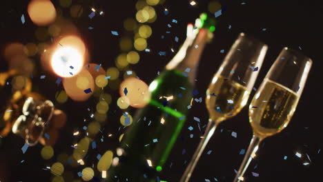 animation of confetti falling over champagne glasses