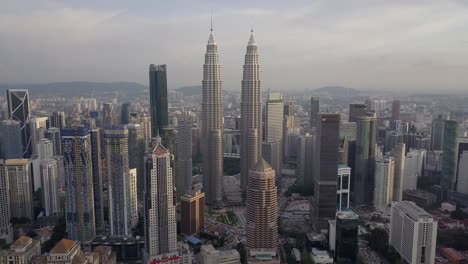 aerial: kuala lumpur skyline in malaysia