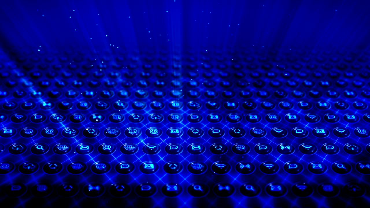 웹 아이콘 세트, 인터넷 커뮤니케이션 배경, cg 루프 애니메이션