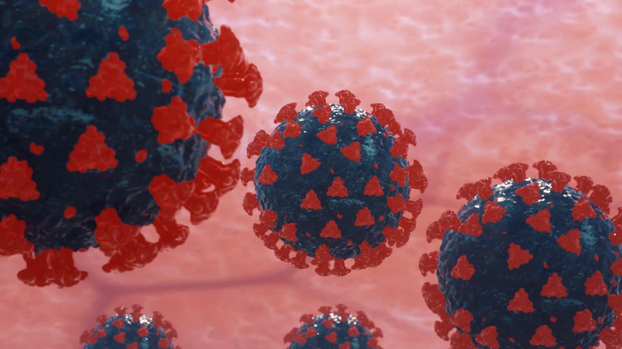 coronavirus (covid-19) animación médica. el modelo del virus es realista. los coronavirus la gripe como peligrosos casos de cepa de gripe como una pandemia. el virus del microscopio de cerca. renderizado en 3d.