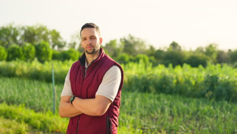 portrait, sustainability and farmer man working