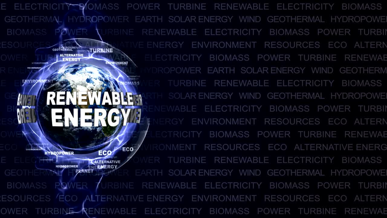 RENEWABLE ENERGY Text Animation and Earth,