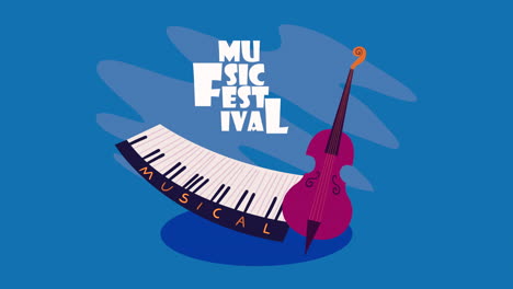 music festival lettering with piano animation