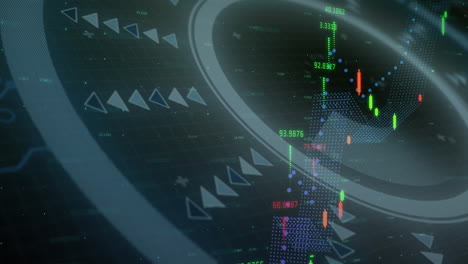 animación del procesamiento de datos y el escaneo del alcance sobre fondo negro
