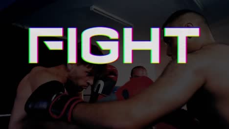 Kampftext-Gegen-Boxer,-Die-Im-Hintergrund-Miteinander-Kämpfen