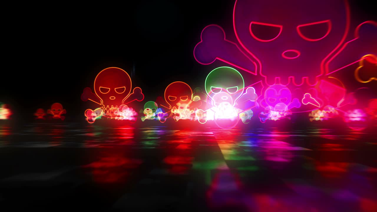 두개골 해적 상징 추상적인 루프 가능한 하이퍼스페이스 애니메이션