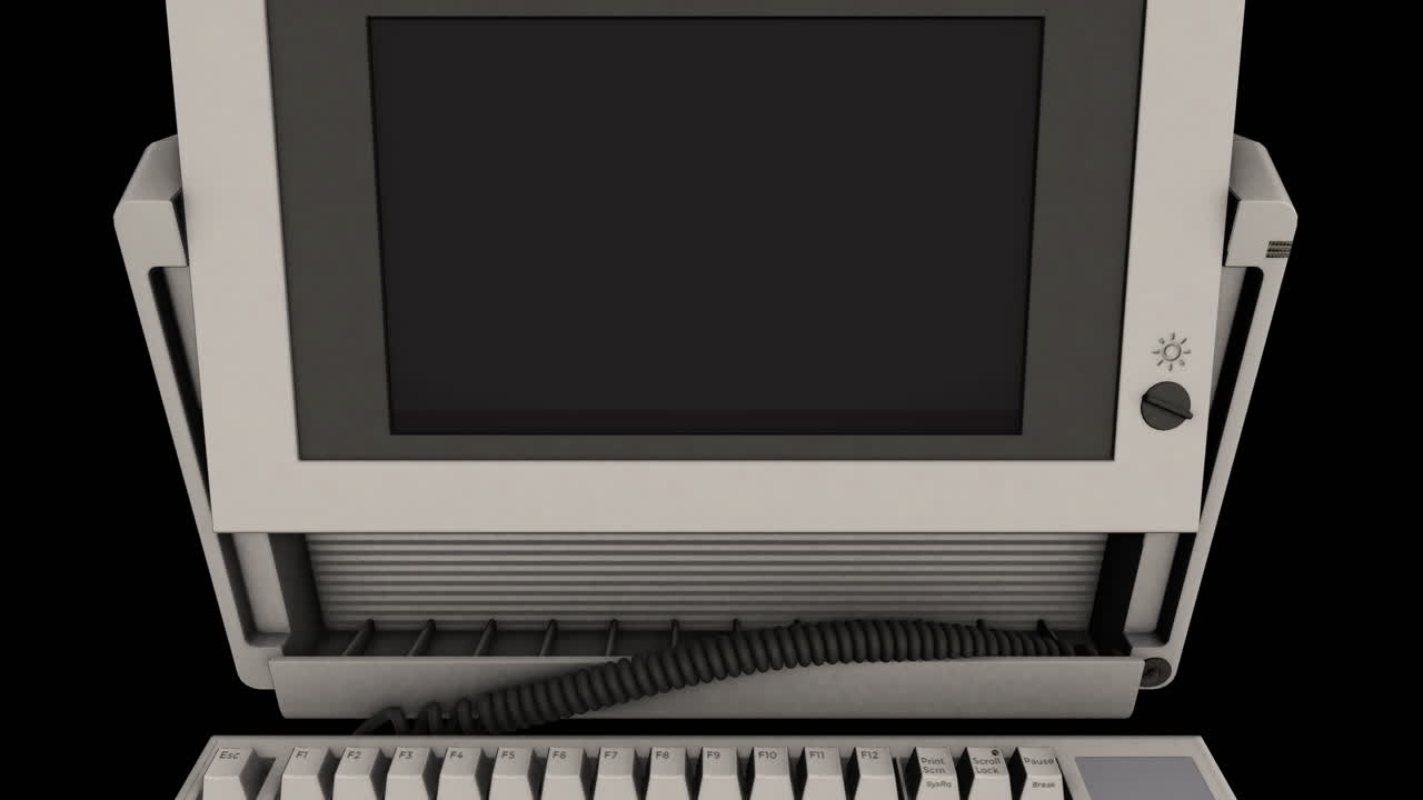 Old Retro PC Personal Computer with Green Text Spelling Out ARTIFICIAL INTELLIGENCE - 3D Animation