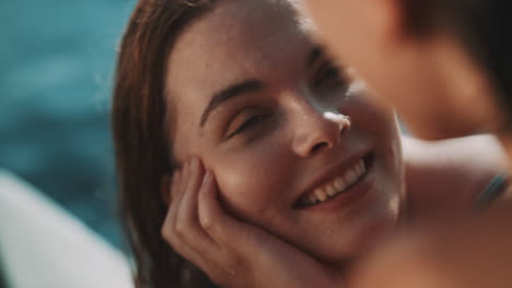 smiling woman relaxing outdoors