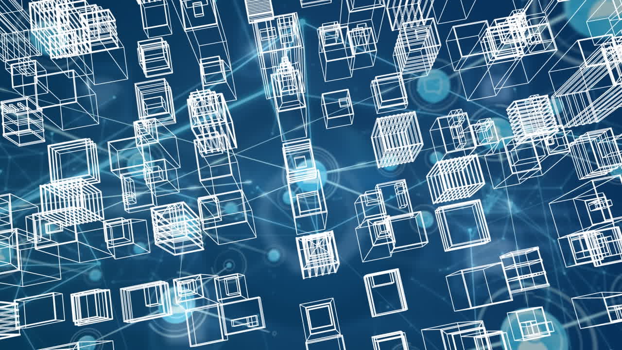 연결 네트워크를 통해 디지털 도시 풍경의 애니메이션