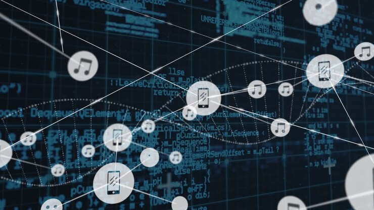 Animation af netværk af forbindelser over databehandling