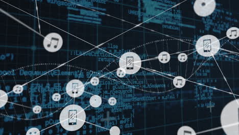 Animation of network of connections over data processing