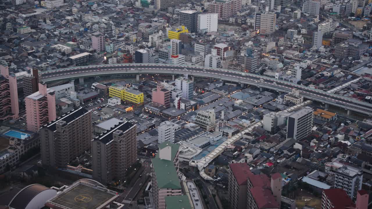 área de matsushima shinchi de osaka, toma aérea de establecimiento