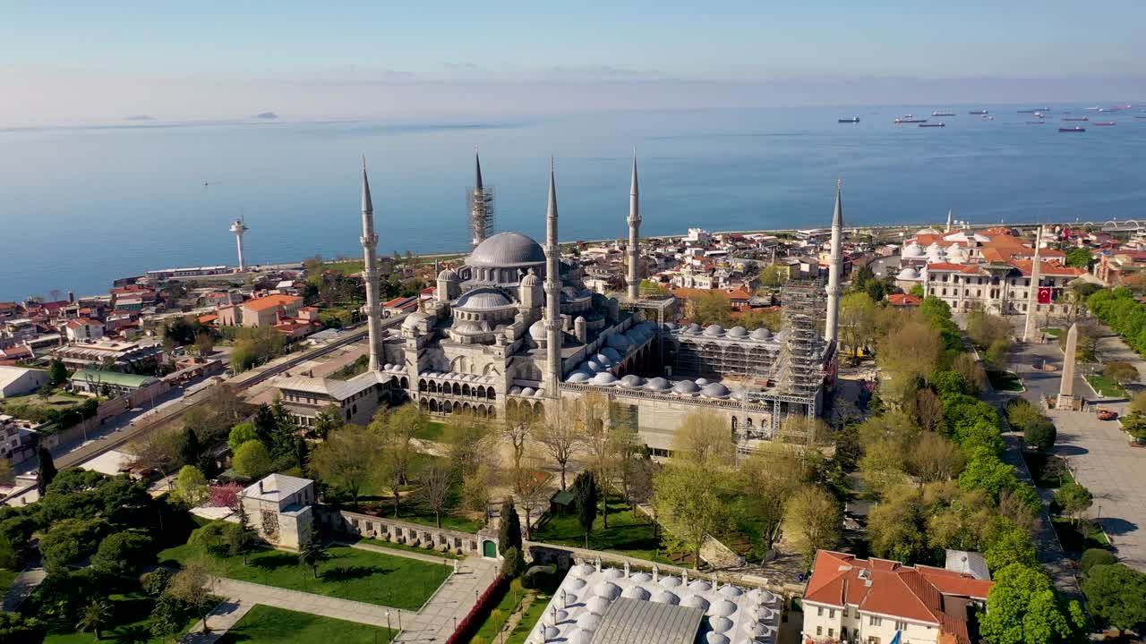 la mezquita del sultán ahmed, la mezquita azul desde estambul, turquía. vista aérea.
