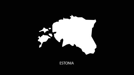 revelación digital y zoom en el mapa del país de estonia vídeo alfa con el nombre del país revelando el fondo | mapa del country de estonia y título revelando vídeo alfa para editar plantilla conceptual