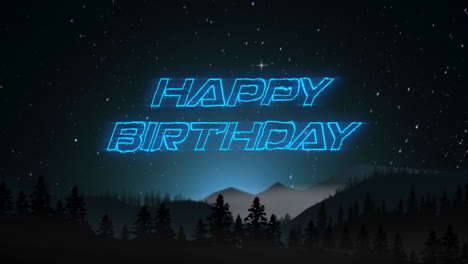 Happy-Birthday-with-forest-and-stars-sky-in-mountain
