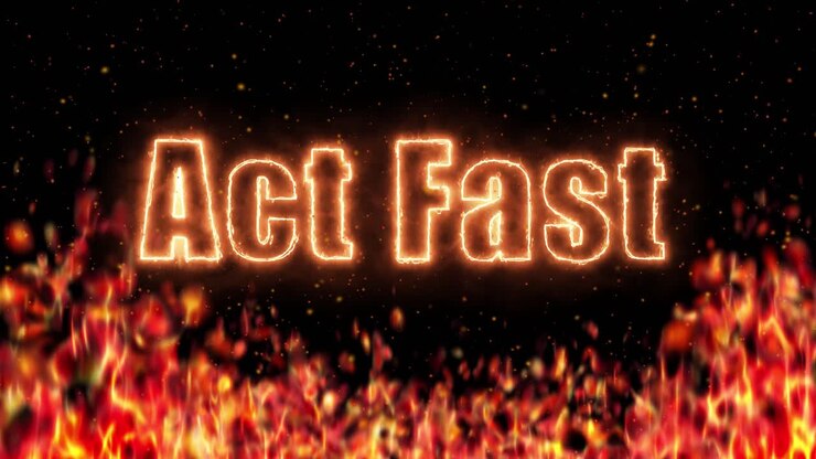 Testo arancione brillante che si alza sopra fiamme ardenti realistiche e braci fluttuanti su sfondo nero