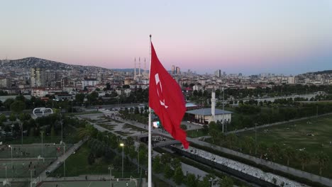 turkish flag at sunset