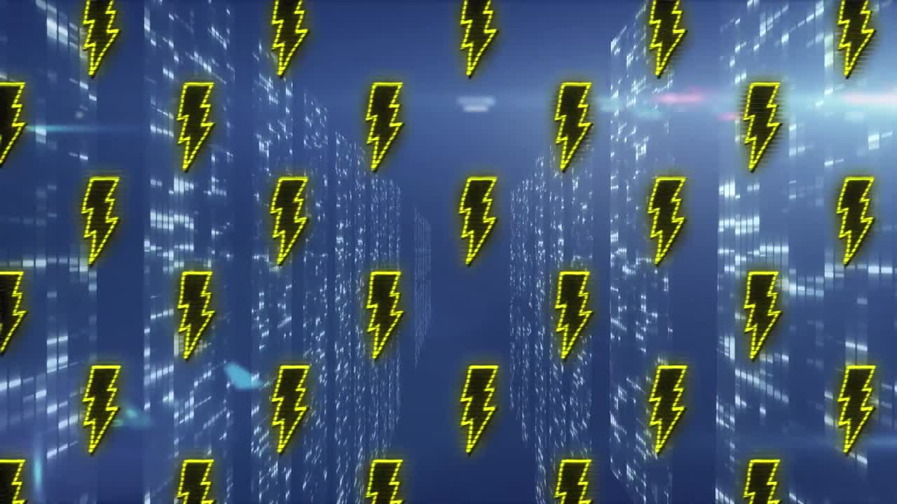 빛의 반점 위에 움직이는 모양과 번개 아이콘의 애니메이션