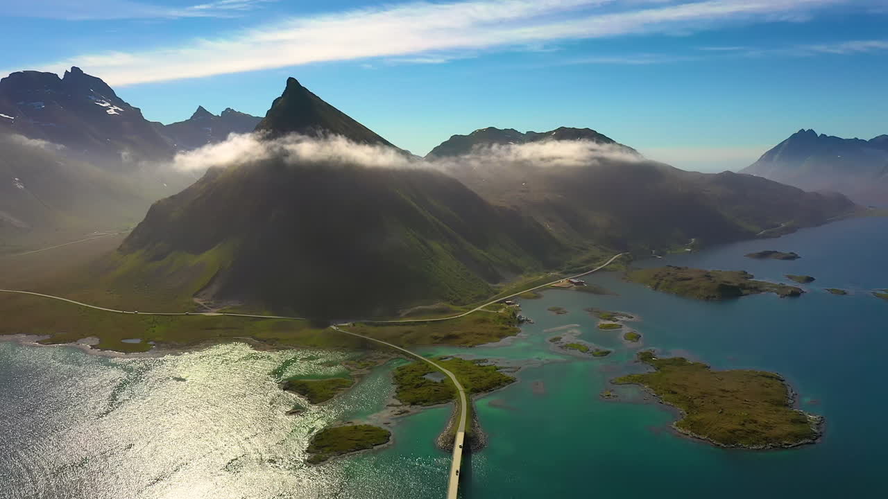 Panorama mostů Fredvang Lofoty