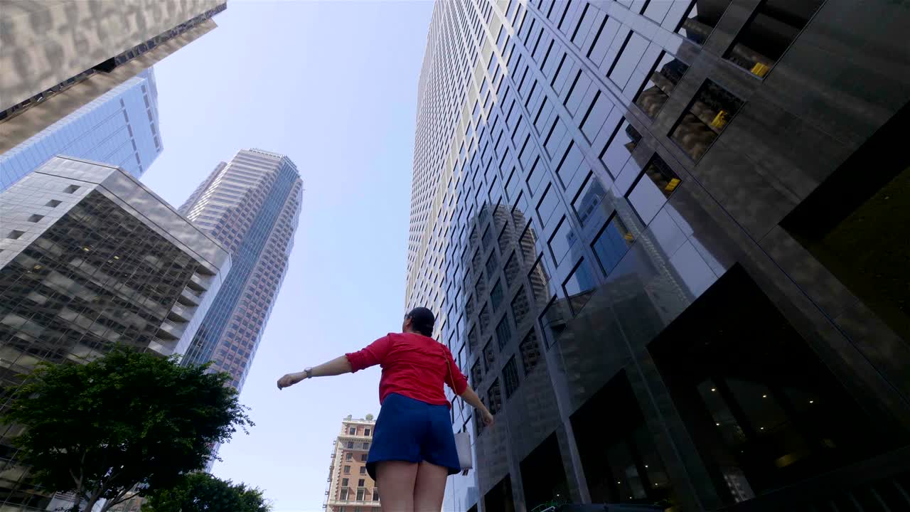Success and happiness in downtown Los Angeles in 4k slow motion