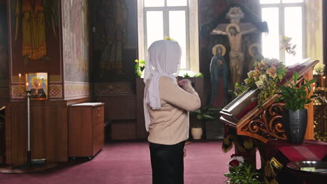 old woman in church