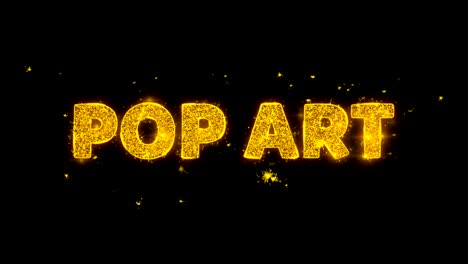 el texto de arte pop hace chispas en el fondo negro.