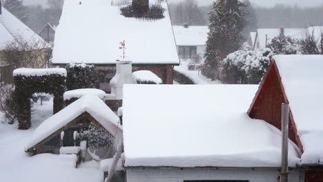 heavy lake effect snowfall in a garden in hamburg