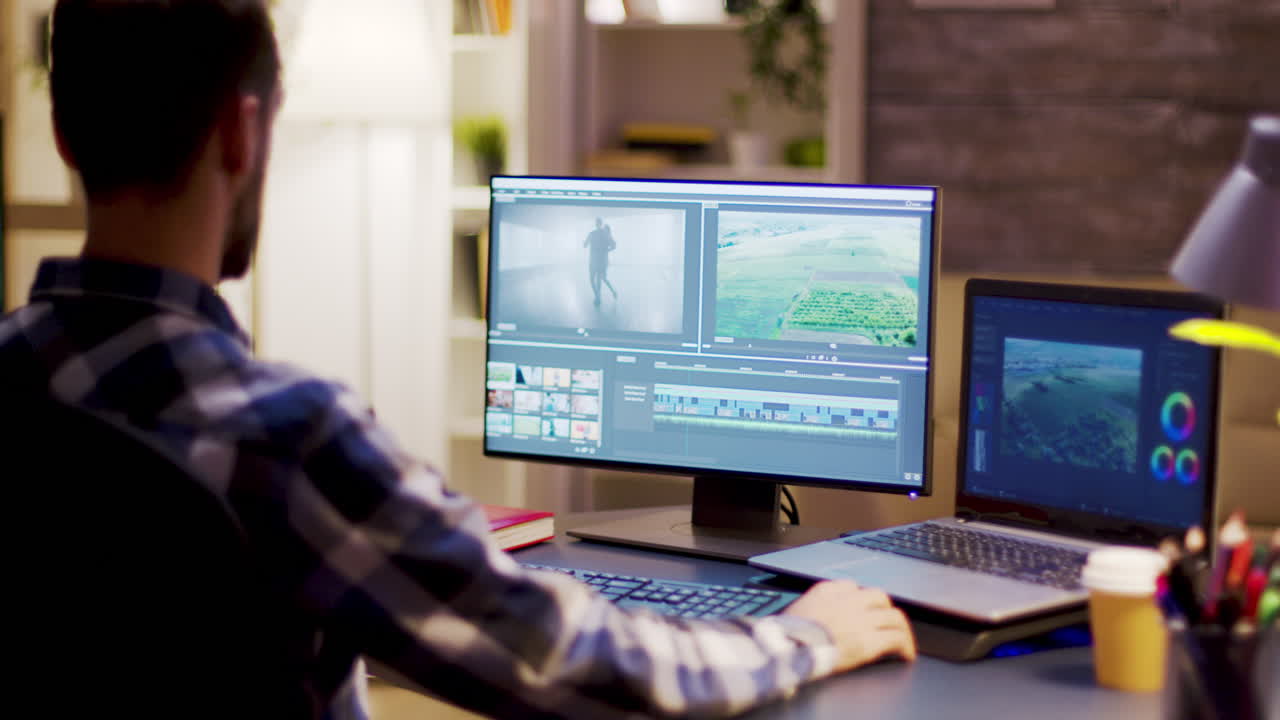 editor de video trabajando en un proyecto