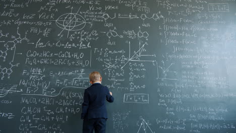 Student Facing Chalkboard Filled with Math Equations