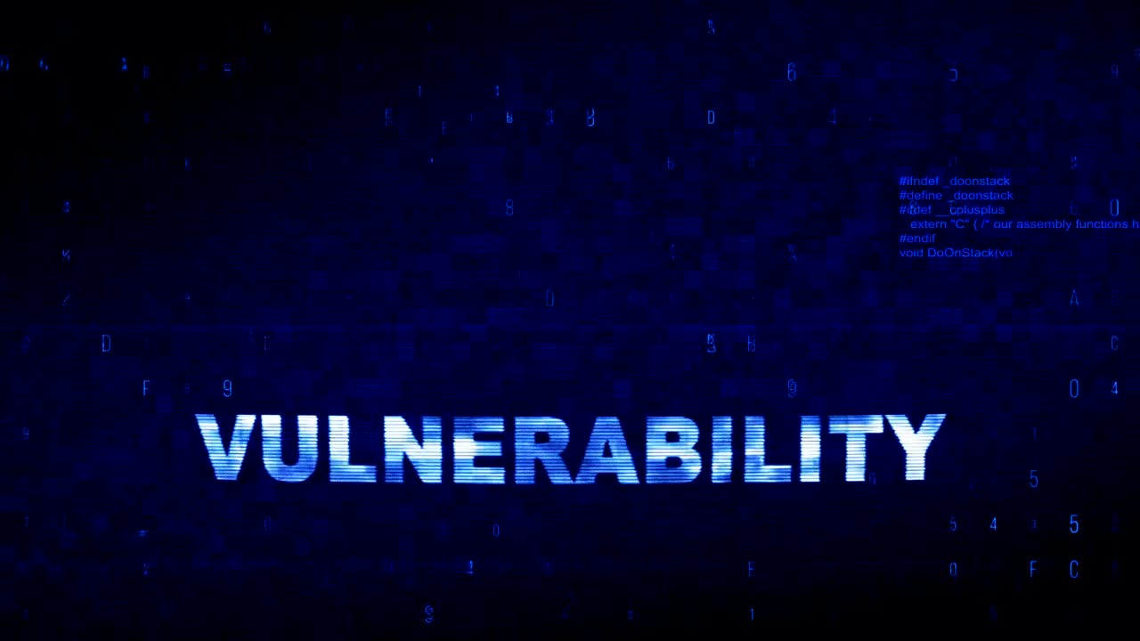 Vulnerability Text Digital Noise Twitch Glitch Distortion Effect Error Animation.