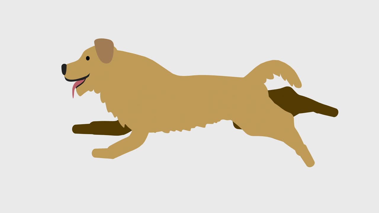 Loop animation of running dog illustration (4K resolution, background transparency)