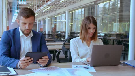 employees works in open space office