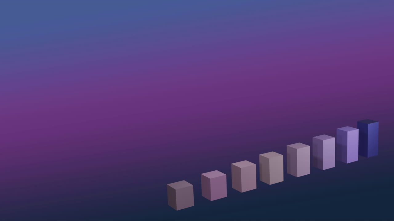 Animation of statistics and financial data processing over purple background