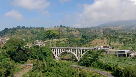 sigandul bridge, temanggung in java countryside mountainous landscape