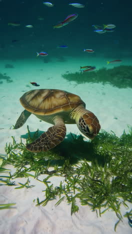 tortuga marina en el arrecife de coral bajo el agua