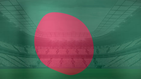 animation of flag of bangladesh over sports stadium