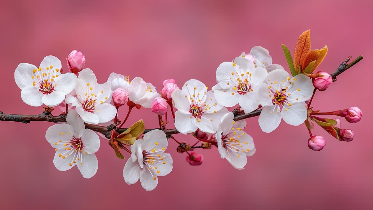 Captivating Blossom: A Stunning Display of Cherry Flowers Against a Soft Pink Background, Showcasing Nature's Beauty and the Delicate Details of Springtime Flora