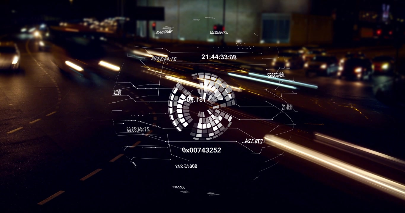 Data ping causing holo shifting cage to globe, splitting, reforming mirror globe showing traffic