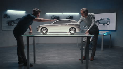 car design review in a modern design studio