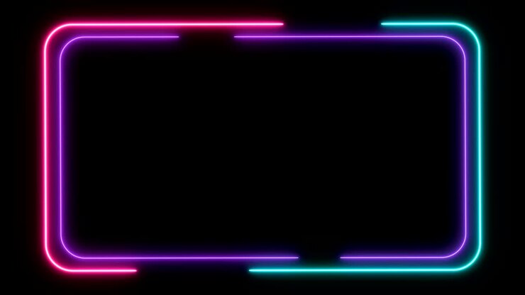 Abstract light neon frame on black background. laser show looped animation . 4K video