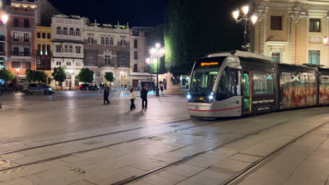 Night Tram Ride Through City Streets