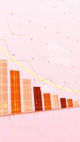 animación del procesamiento de datos financieros sobre un fondo rosado