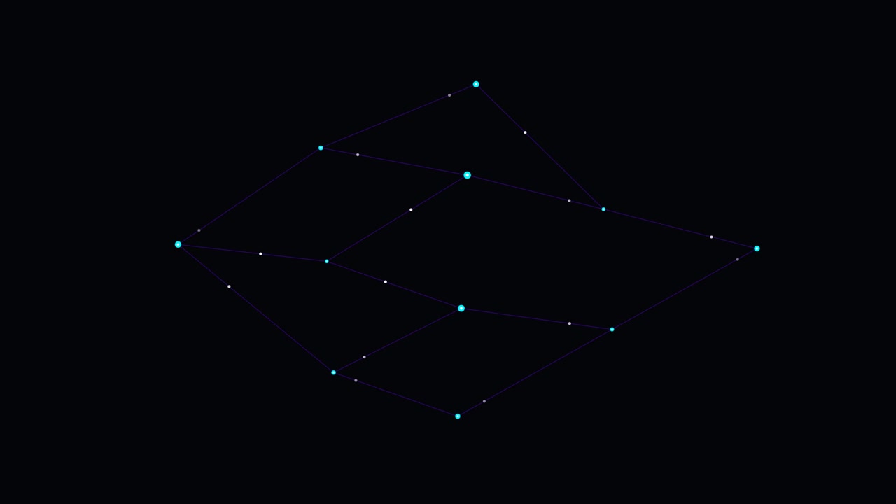 Abstract Geometric Network Animation with Pulsing Light Nodes