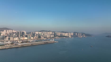 4k aerial view footage of hong kong city in sunset