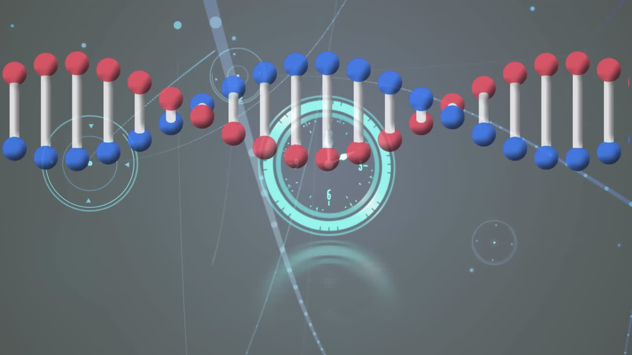 클럭, dna 스트랜드 및 연결 네트워크의 애니메이션