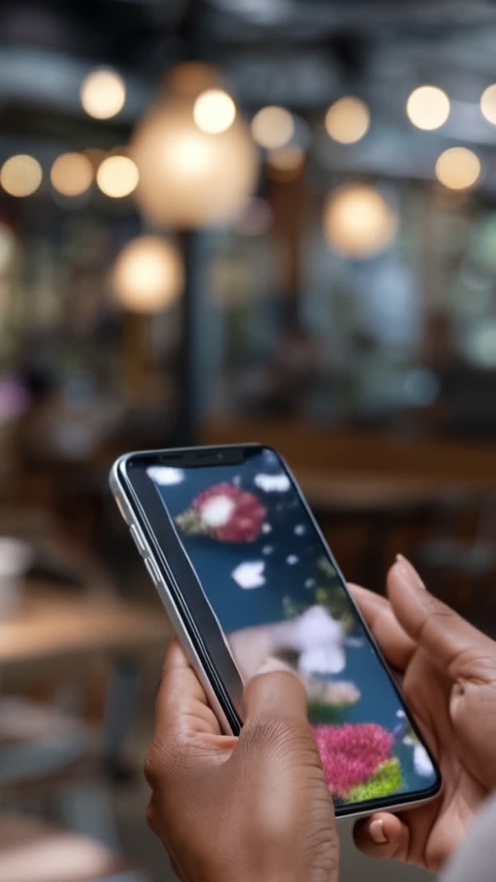 Showcasing a Beautiful Mobile Experience with Stunning Visuals and Captivating User Interaction in a Cozy, Well-Lit Environment