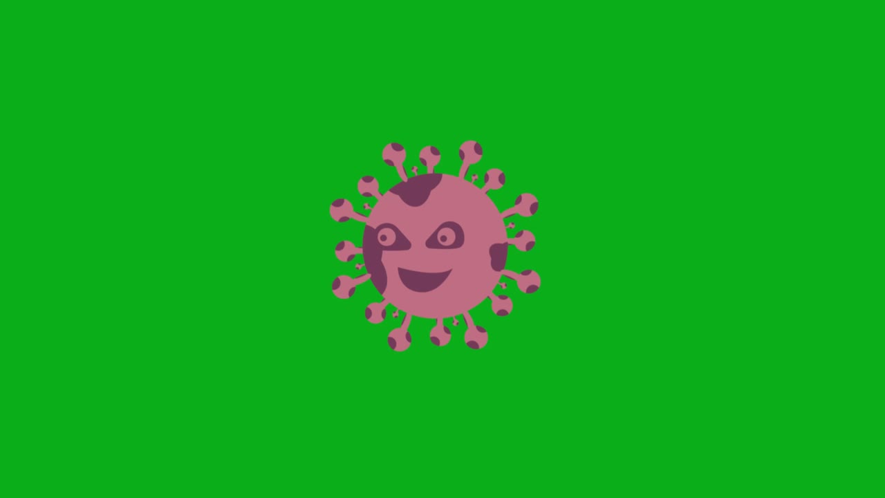 2D animation of a virus attacked by three vaccine injections in greenscreen