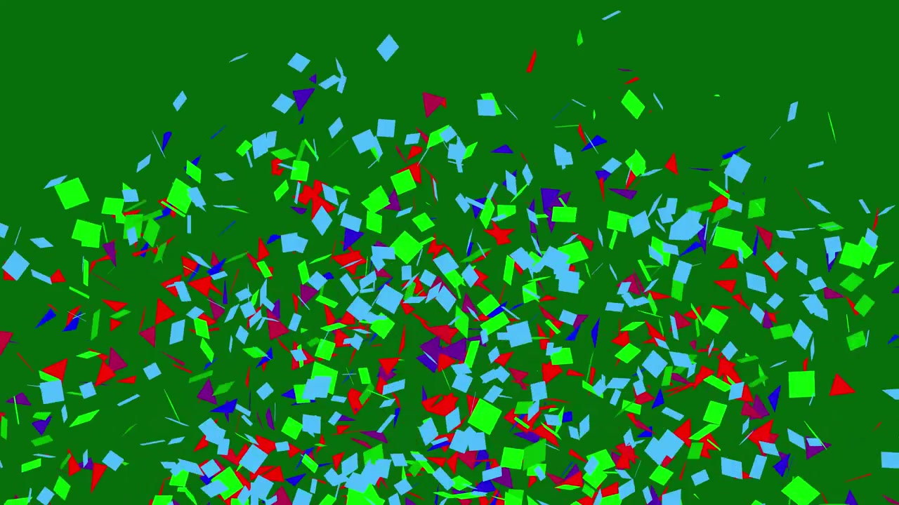 Coriandoli colorati che cadono su sfondo green screen